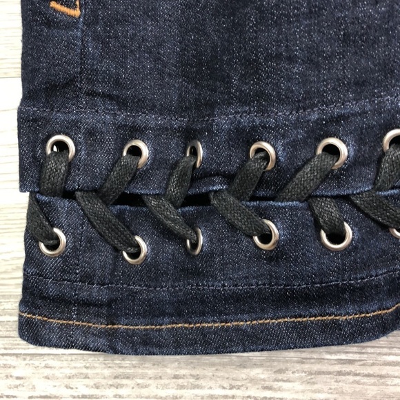 Good American The Lace Up  Denim Skirt Dark Wash 4 - Picture 4 of 10